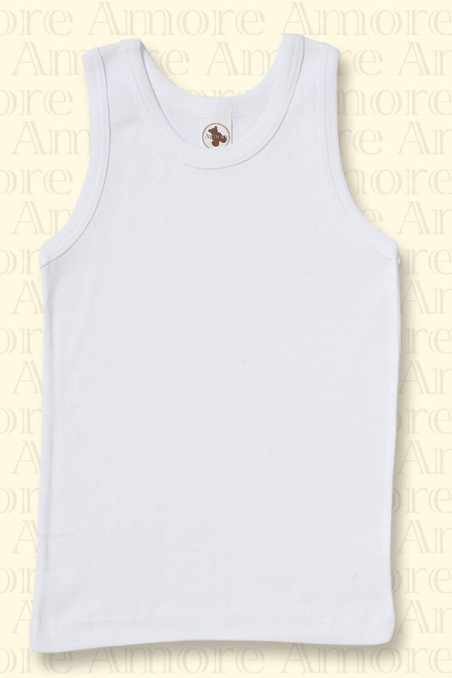 Σετ φανελάκι λευκό χωρίς μανίκι και σλιπάκι λευκό Amore 