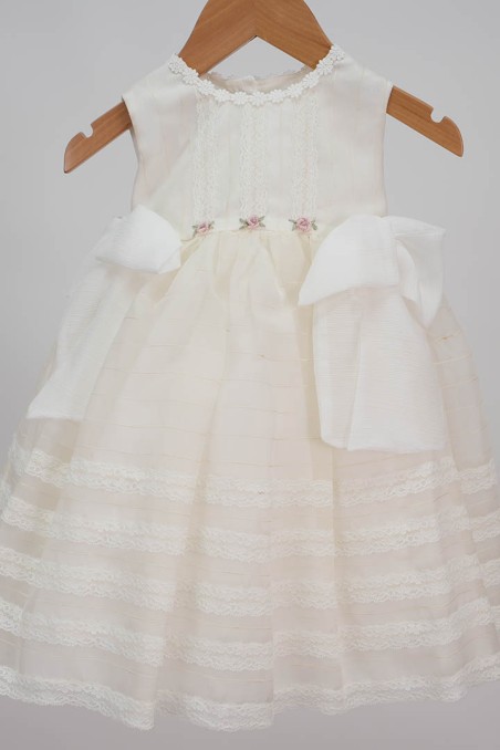 Βαπτιστικό ιβουάρ ολομέταξο φορεματάκι