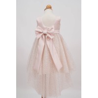 Εντυπωσιακό Ροζ βαπτιστικό φόρεμα με ουρά