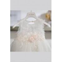 Ρομαντικό λευκό βαπτιστικό φόρεμα La Christine