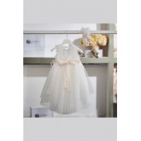 Ρομαντικό λευκό βαπτιστικό φόρεμα La Christine
