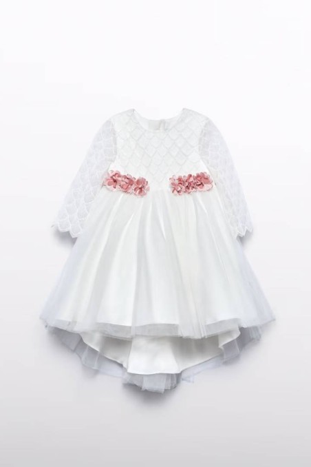 Φόρεμα λευκό τούλι με μανίκι Abel and Lula