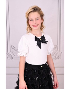 Τοπ  λευκο με μαύρο φιόγκο Aira Angel's face 