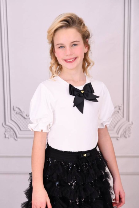 Τοπ  λευκο με μαύρο φιόγκο Aira Angel's face 