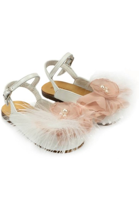 Βαπτιστικό mule Babywalker με ροζ λουλούδι και φτερά 