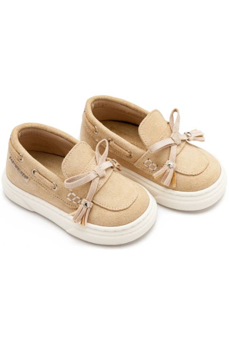 Βαπτιστικό καστόρινο loafer με κρόσια και φιογκάκι