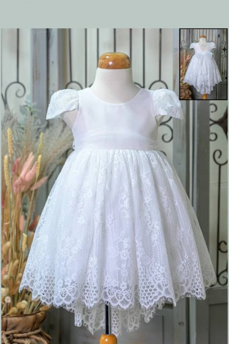 Βαπτιστικό φόρεμα με δαντέλα Bebe en Rose