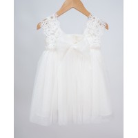 Βαπτιστικό φόρεμα με λουλουδάκια ροζ και λευκά 