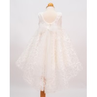 Βαπτιστικό λευκό φόρεμα με ουρά 