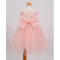 Ροζ βαπτιστικό φόρεμα με πέρλες