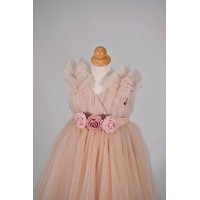 Βαπτιστικό φόρεμα σε nude απόχρωση