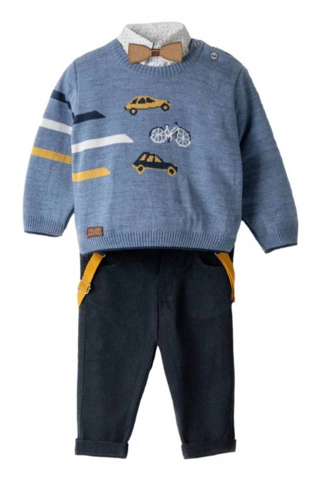 Βρεφικό σετ, πουλόβερ-πουκάμισο-παντελόνι Hashtag