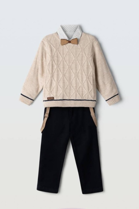 Σετ πουλόβερ-πουκάμισο-παντελόνι Hashtag