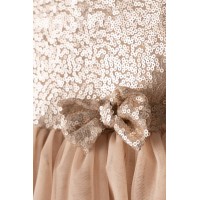 Φόρεμα μπεζ-χρυσό με παγιέτες Εβίτα 