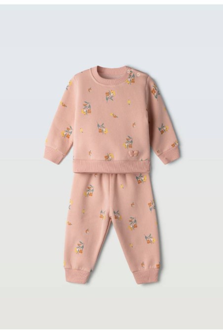 Σετ φόρμα Εβίτα ροζ με λουλουδάκια 