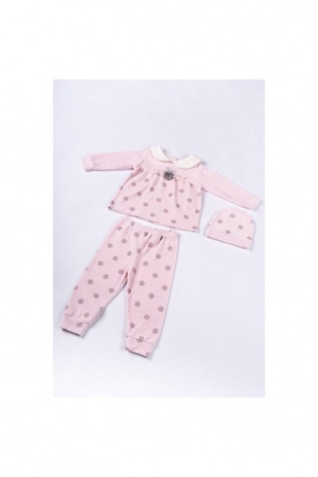 Βρεφικό σετ βελουτέ ροζ Εβίτα 