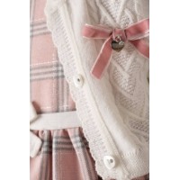 Φόρεμα καρό με λευκό ζακετάκι Εβίτα 
