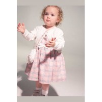 Φόρεμα καρό με λευκό ζακετάκι Εβίτα 