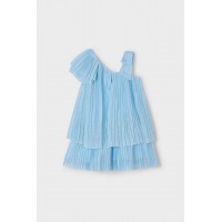 Φόρεμα πλισέ γαλάζιο με ένα ώμο Mayoral