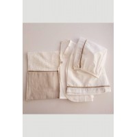 Λαδόπανο ιβουάρ με φάσα μπεζ-καφέ 