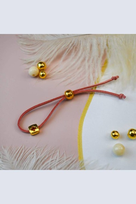 Μαρτυρικό – Βραχιόλι Σουέτ Powder με Σταυρουδάκι Chez Art