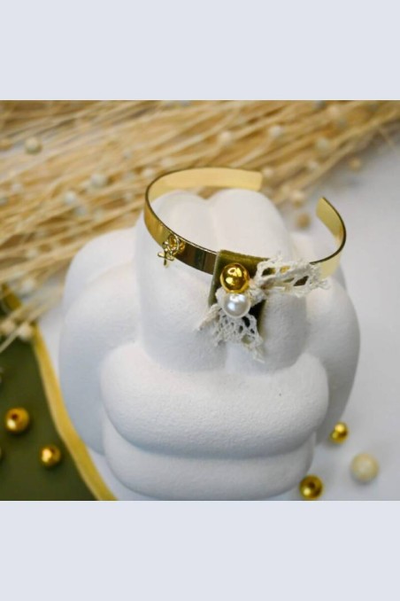 Μαρτυρικό – Βραχιόλι Χειροπέδα Boho Χακί με Σταυρουδάκι Chez Art