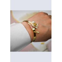 Μαρτυρικό – Βραχιόλι Χειροπέδα Boho Powder με Σταυρουδάκι Chez Art