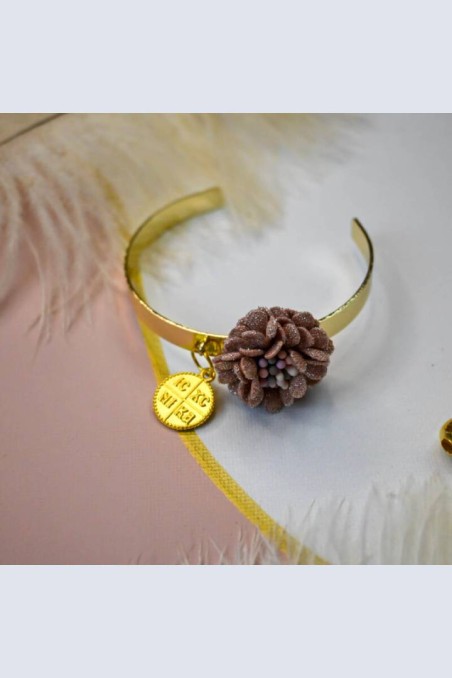 Μαρτυρικό – Βραχιόλι Χειροπέδα με Λουλούδι & Κωνσταντινάτο Chez Art