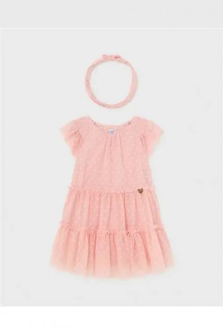 Φόρεμα τούλι σομών με κορδέλα Mayoral 