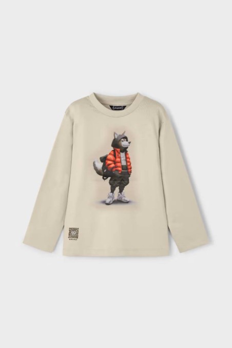 Μπλούζα μπεζ με στάμπα Mayoral