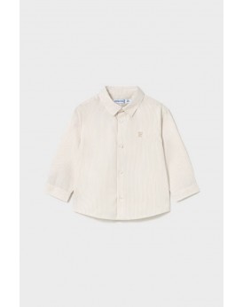 Πουκάμισο βασικό λευκό με μπεζ ρίγα Mayoral