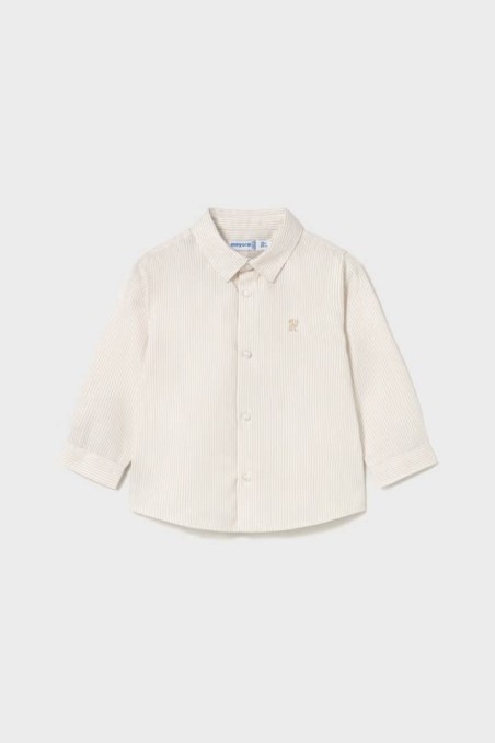 Πουκάμισο βασικό λευκό με μπεζ ρίγα Mayoral