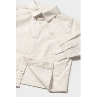 Πουκάμισο βασικό λευκό με μπεζ ρίγα Mayoral