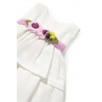 Βρεφικό λευκό λινό φόρεμα Mayoral 