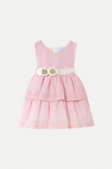 Βρεφικό ροζ φόρεμα λινό Mayoral 