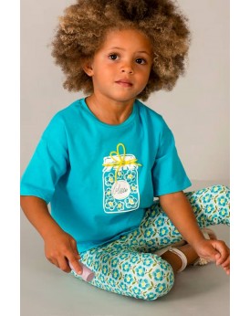 Μπλουζάκι τιρκουάζ με στάμπα Mayoral