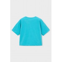 Μπλουζάκι τιρκουάζ με στάμπα Mayoral