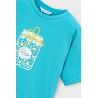 Μπλουζάκι τιρκουάζ με στάμπα Mayoral