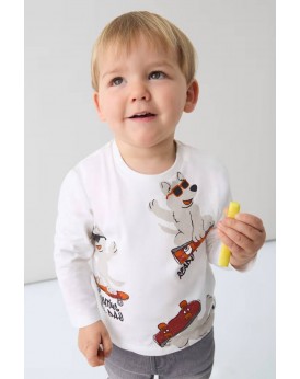 Μπλουζάκι κρεμ με σχέδια Mayoral