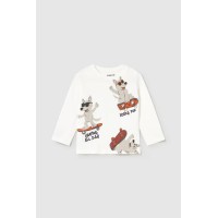 Μπλουζάκι κρεμ με σχέδια Mayoral