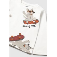 Μπλουζάκι κρεμ με σχέδια Mayoral