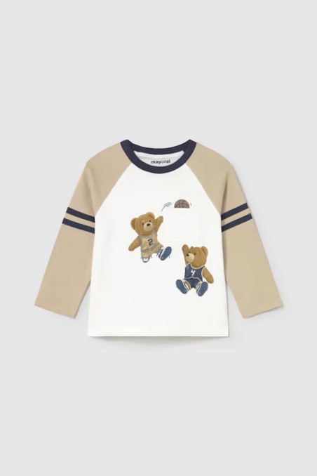Μπλουζάκι κρεμ με αρκουδάκια Mayoral