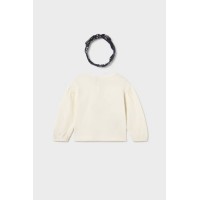 Μπλουζάκι για μωρό κρεμ με λουλούδια και κορδέλα για τα μαλλιά Mayoral