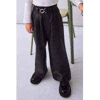 Παντελόνι μαύρο δερματίνη με ζώνη Mayoral