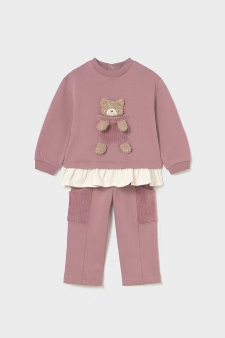 Φόρμα για μωρό ροζ με σχέδιο αρκουδάκι Mayoral