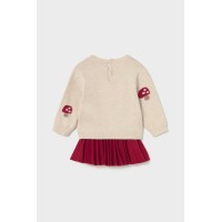 Σετ φούστα ζέρσεΐ  κόκκινη με σχέδιο στη μπλούζα Mayoral