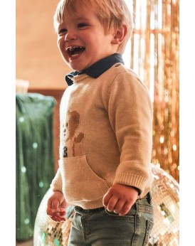 Ζέρσευ μπλουζάκι με κέντημα αρκουδάκι και τσέπες mayoral