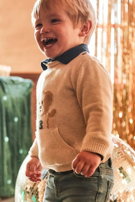 Ζέρσευ μπλουζάκι με κέντημα αρκουδάκι και τσέπες mayoral