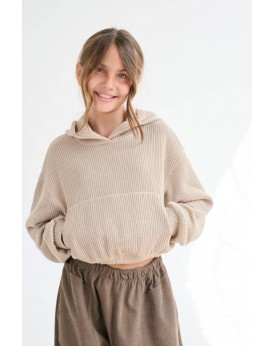 Melin Rose Μπλούζα πλεκτή με κουκούλα Μπέζ