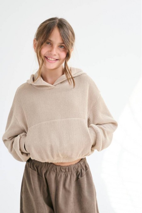 Melin Rose Μπλούζα πλεκτή με κουκούλα Μπέζ
